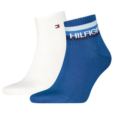 чорапи,мъжки,чорапи,tommy,hilfiger,logo,quarter,socks,2,pairs,white,blue,(blue)