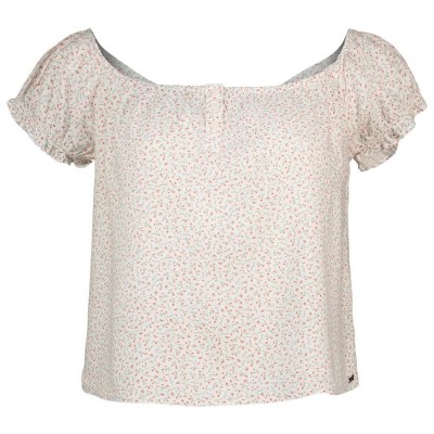 фланелка,с,къс,ръкав,дамски,топове,superdry,1,2,button,woven,short,sleeve,top,beige,(off,white,mini,roses)