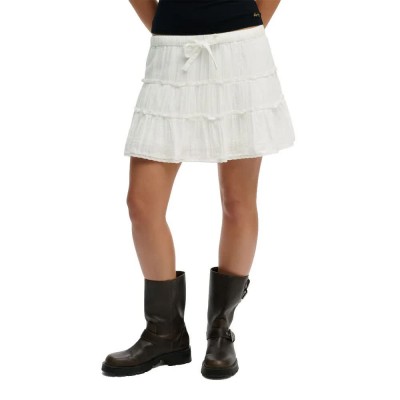 пола,дамски,поли,и,рокли,superdry,cheesecloth,tiered,mini,skirt,grey,(off,white)