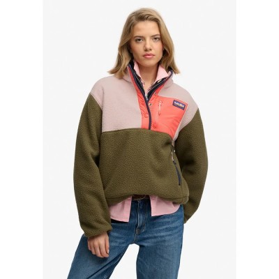 яке,мъжки,якета,дамски,якета,и,палта,superdry,colour,block,fleece,pull,over,jacket,green,(shooting,olive)