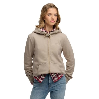 блуза,дамски,блузи,superdry,essential,logo,full,zip,sweatshirt,beige,(feather,grey)
