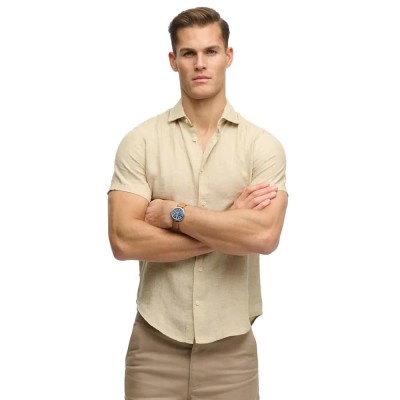 риза,с,къс,ръкав,дамски,ризи,мъжки,ризи,superdry,riviera,linen,short,sleeve,shirt,beige,(tan,chambray)