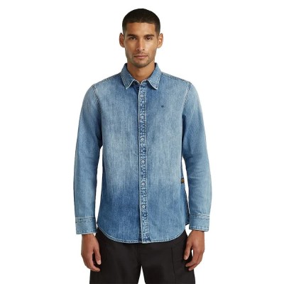 риза,с,дълъг,ръкав,дамски,ризи,мъжки,ризи,g,star,clean,slim,fit,long,sleeve,shirt,blue,(faded,blue,kyanite)