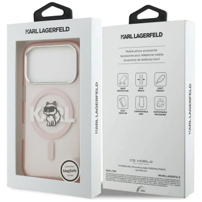 други,аксесоари,karl,lagerfeld,iml,choupette,sketch,logo,magsafe,iphone,17,pro,phone,case,pink,(pink)