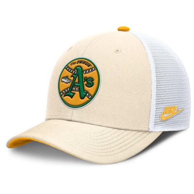 шапка,всички,шапки,nike,mlb,dri,fit,rise,structured,oakland,athletics,trucker,cap,beige,(natural,university,gold,white)