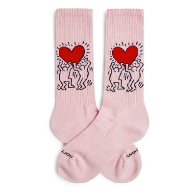 чорапи,мъжки,чорапи,дамски,чорапи,jimmy,lion,keith,haring,heart,long,socks,pink,(pink)