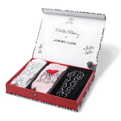 чорапи,мъжки,чорапи,дамски,чорапи,jimmy,lion,keith,haring,long,socks,3,pairs,multicolor,(white,pink,black)