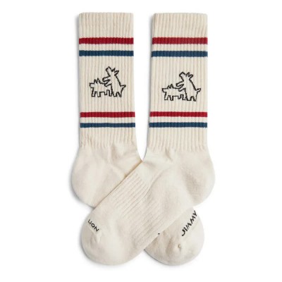 чорапи,мъжки,чорапи,дамски,чорапи,jimmy,lion,keith,haring,two,dogs,long,socks,beige,(beige)