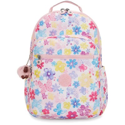раница,раници,kipling,seoul,lap,27l,woman,backpack,white,(flower,stamp)