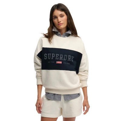 блуза,дамски,блузи,superdry,athletic,essential,flag,embroidered,relaxed,crew,sweatshirt,white,(desert,bone,off,white)