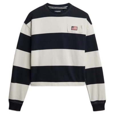 блуза,дамски,блузи,superdry,athletic,essential,stripe,slouchy,crew,sweatshirt,blue,(eclipse,navy,off,white,stripe)