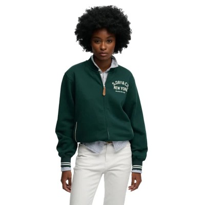 блуза,дамски,блузи,superdry,country,club,bomber,full,zip,sweatshirt,green,(dark,pine,green)