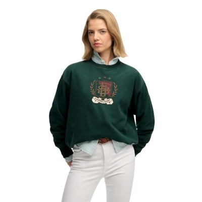 блуза,дамски,блузи,superdry,crest,loose,crew,sweatshirt,green,(dark,pine,green)