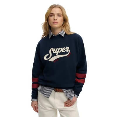 блуза,дамски,блузи,superdry,varsity,script,loose,crew,sweatshirt,blue,(richest,navy)