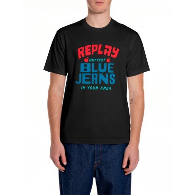 тениска,мъжки,тениски,дамски,тениски,replay,m3354,.000.2660,short,sleeve,t,shirt,black,(black)