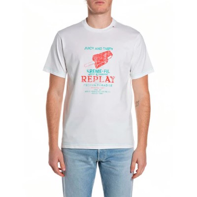 тениска,мъжки,тениски,дамски,тениски,replay,m3385,.000.23608p,short,sleeve,t,shirt,white,(natural,white)