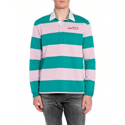 дамски,блузи,с,яка,мъжки,блузи,с,яка,replay,m3468,.000.52894,long,sleeve,polo,green,pink,(light,pink,emerald)