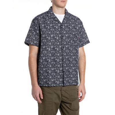 риза,с,къс,ръкав,дамски,ризи,мъжки,ризи,replay,m4157,.000.75088,short,sleeve,shirt,grey,(white,deep,blue)