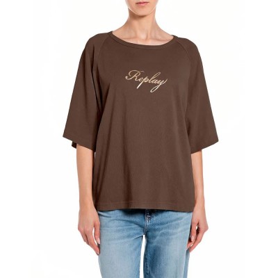 тениска,мъжки,тениски,дамски,тениски,replay,w3447d.000.23792g,short,sleeve,t,shirt,brown,(coffee)