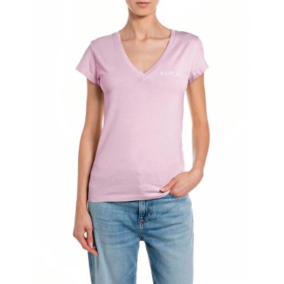 тениска,мъжки,тениски,дамски,тениски,replay,w3467b.000.22658d,short,sleeve,v,neck,t,shirt,pink,(flamingo,pink)