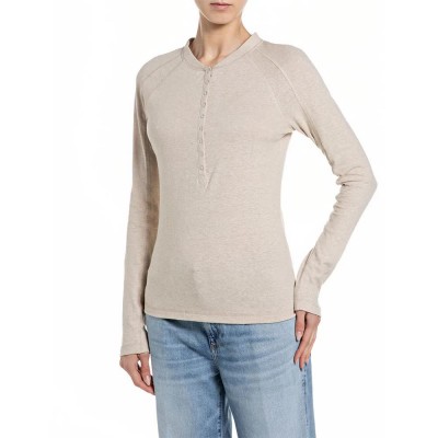 тениска,мъжки,тениски,дамски,тениски,replay,w3494,.000.24004,long,sleeve,t,shirt,beige,(sand)