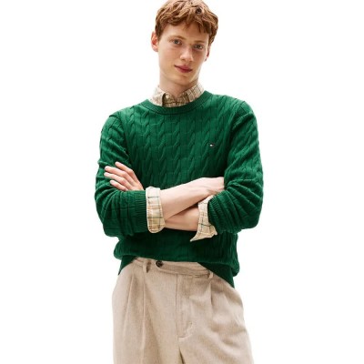 блуза,мъжки,пуловери,tommy,hilfiger,classic,cable,sweater,green,(ornamental,green)