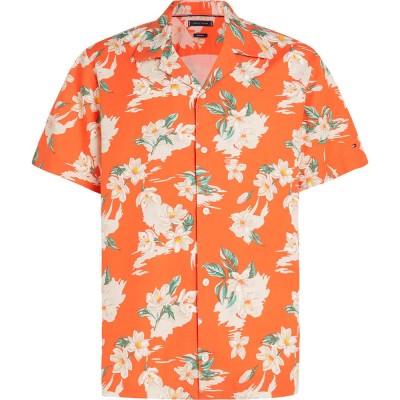 риза,с,къс,ръкав,мъжки,ризи,tommy,hilfiger,floral,short,sleeve,shirt,orange,(brilliant,orange,allover)