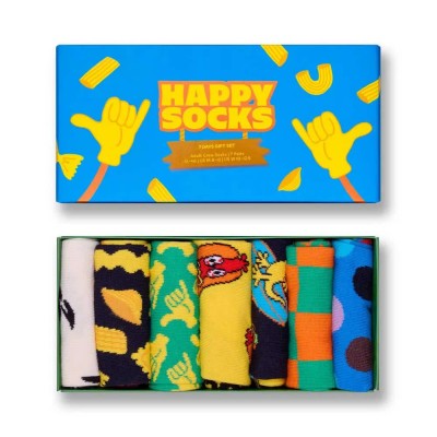чорапи,мъжки,чорапи,дамски,чорапи,happy,socks,7,dayss,gift,set,crew,socks,7,pairs,multicolor,(blue)