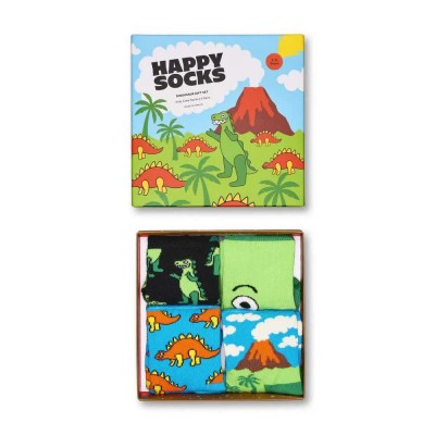 чорапи,мъжки,чорапи,дамски,чорапи,happy,socks,dinosaurs,gift,set,crew,socks,4,pairs,multicolor,(black)