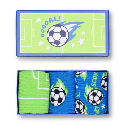 чорапи,мъжки,чорапи,дамски,чорапи,happy,socks,footballs,gift,set,crew,socks,3,pairs,green,blue,(blue)