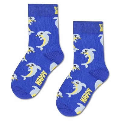 детски,чорапи,мъжки,чорапи,дамски,чорапи,happy,socks,kids,happy,dolphin,crew,socks,blue,(blue)