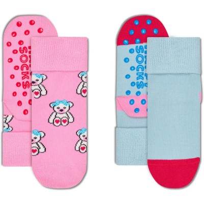 чорапи,мъжки,чорапи,дамски,чорапи,happy,socks,teddy,anti,slip,socks,2,pairs,blue,pink,(pink)