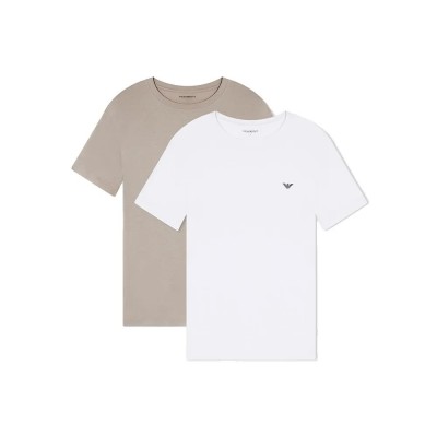 мъжко,бельо,emporio,armani,em001849,af18893,short,sleeve,base,layer,2,units,beige,white,(nut,white)