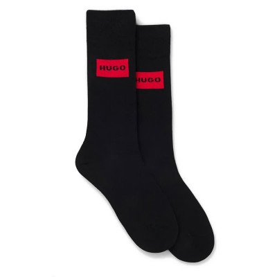 чорапи,мъжки,чорапи,дамски,чорапи,hugo,red,label,10272160,long,socks,2,pairs,black,(black)