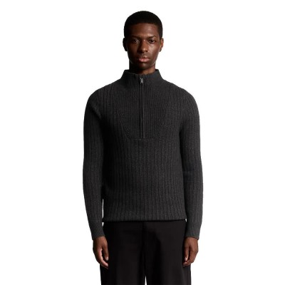 блуза,мъжки,пуловери,lyle,&,scott,kn2317v,half,zip,sweater,black,(jet,black,marl)