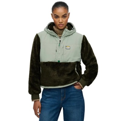 блуза,дамски,блузи,superdry,super,soft,hybrid,half,zip,sweatshirt,green,(army,khaki)