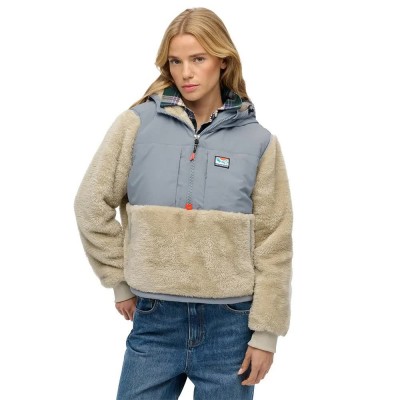 блуза,дамски,блузи,superdry,super,soft,hybrid,half,zip,sweatshirt,beige,(pelican,beige)