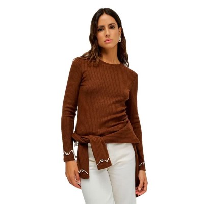 блуза,дамски,пуловери,дамски,плетени,дрехи,salsa,jeans,21011156,sweater,brown,(medium,brown)
