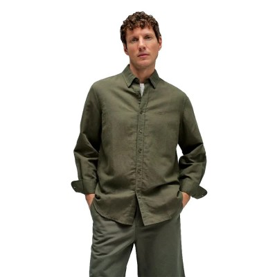 риза,с,дълъг,ръкав,дамски,ризи,мъжки,ризи,salsa,jeans,cotton,linnen,regular,fit,long,sleeve,shirt,green,(dark,green,v1)