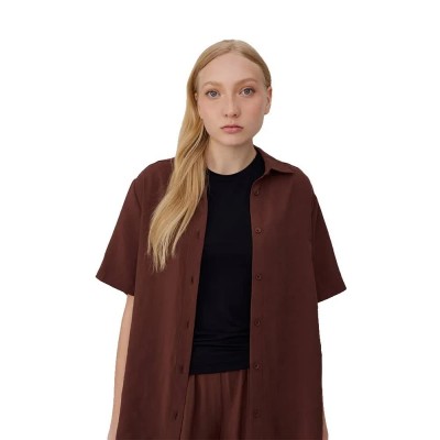 риза,с,къс,ръкав,дамски,ризи,мъжки,ризи,makia,fiona,short,sleeve,shirt,brown,(chocolate)