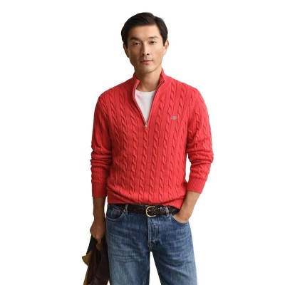 блуза,мъжки,пуловери,дамски,пуловери,gant,8050603,half,zip,sweater,red,(rose,red)