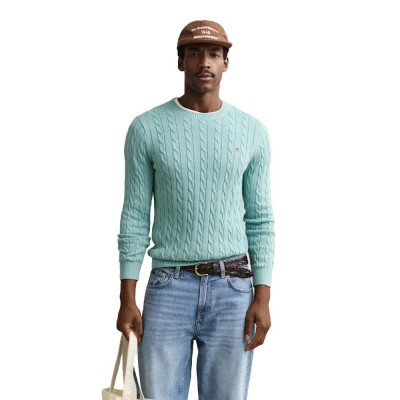 блуза,мъжки,пуловери,дамски,пуловери,gant,cable,sweater,green,(muted,turquoise)