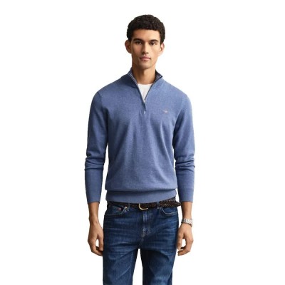 блуза,мъжки,пуловери,дамски,пуловери,gant,classic,half,zip,sweater,blue,(denim,blue,melange)