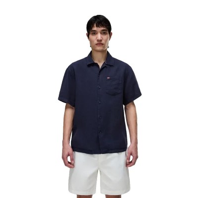 риза,с,къс,ръкав,дамски,ризи,мъжки,ризи,napapijri,linen,1,short,sleeve,shirt,blue,(blue,marine)