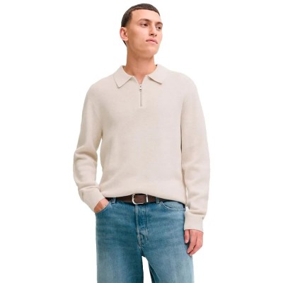 блуза,мъжки,пуловери,дамски,пуловери,jack,&,jones,milano,stitch,half,zip,sweater,white,(cloud,dancer,melange)