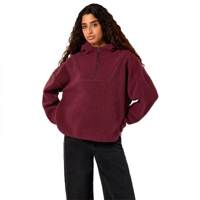 блуза,дамски,блузи,noisy,may,cozy,half,zip,sweatshirt,red,(fig)
