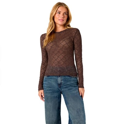 тениска,мъжки,тениски,дамски,тениски,noisy,may,judith,lace,long,sleeve,t,shirt,brown,(chocolate,brown)