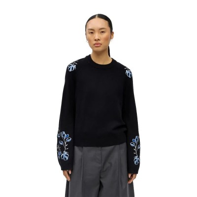 блуза,мъжки,пуловери,дамски,пуловери,object,laney,rubin,sweater,black,(black,multi,color,emb)