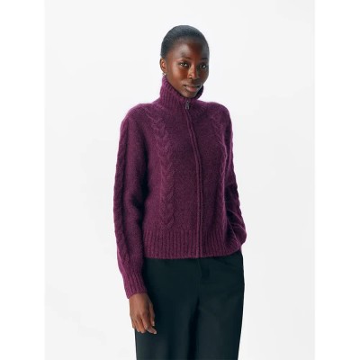 блуза,дамски,пуловери,дамски,плетени,дрехи,object,nete,full,zip,sweater,purple,(mauve,wine,melange)