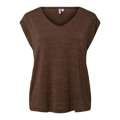 тениска,мъжки,тениски,дамски,тениски,pieces,billo,lurex,stripes,short,sleeve,t,shirt,brown,(chicory,coffee,gold,lurex)
